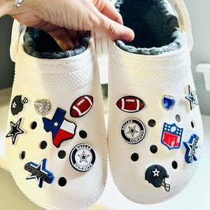Dallas Cowboys Croc Charms w Blue Heart Rhinestone 14pcs